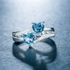 Wholesale Women's Copper Ring With Double Heart Shape And Inlaid Zircon Platinum Plated