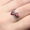 Wholesale Women's Copper Ring With Double Heart Shape And Inlaid Zircon Platinum Plated