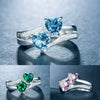 Wholesale Women's Copper Ring With Double Heart Shape And Inlaid Zircon Platinum Plated