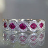 Wholesale Women's Copper Ring With Emerald Zircon Ruby Strip And Wave Pattern