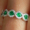 Wholesale Women's Copper Ring With Emerald Zircon Ruby Strip And Wave Pattern