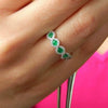 Wholesale Women's Copper Ring With Emerald Zircon Ruby Strip And Wave Pattern