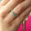 Wholesale Women's Copper Ring With Emerald Zircon Ruby Strip And Wave Pattern