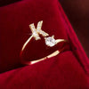 Wholesale Women's Copper Ring With English Alphabet Microinlaid Zircon And Electroplating Fashion Style