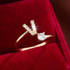 Wholesale Women's Copper Ring With English Alphabet Microinlaid Zircon And Electroplating Fashion Style