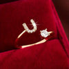 Wholesale Women's Copper Ring With English Alphabet Microinlaid Zircon And Electroplating Fashion Style