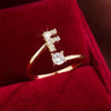 Wholesale Women's Copper Ring With English Alphabet Microinlaid Zircon And Electroplating Fashion Style