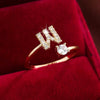 Wholesale Women's Copper Ring With English Alphabet Microinlaid Zircon And Electroplating Fashion Style
