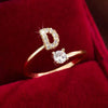Wholesale Women's Copper Ring With English Alphabet Microinlaid Zircon And Electroplating Fashion Style