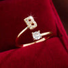 Wholesale Women's Copper Ring With English Alphabet Microinlaid Zircon And Electroplating Fashion Style
