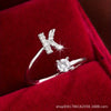 Wholesale Women's Copper Ring With English Alphabet Microinlaid Zircon And Electroplating Fashion Style
