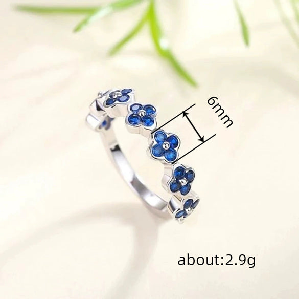 Wholesale Women's Copper Ring With Flower Petal And Fourleaf Clover Pattern Microinlay Lovely Style