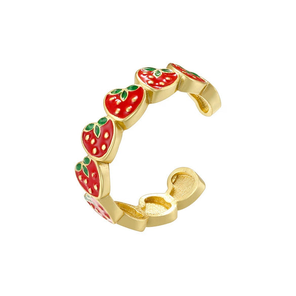 Wholesale Women's Copper Ring With Fruit Shape And Dripping Oil Design Creative And Colorful