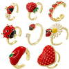 Wholesale Women's Copper Ring With Fruit Shape And Dripping Oil Design Creative And Colorful