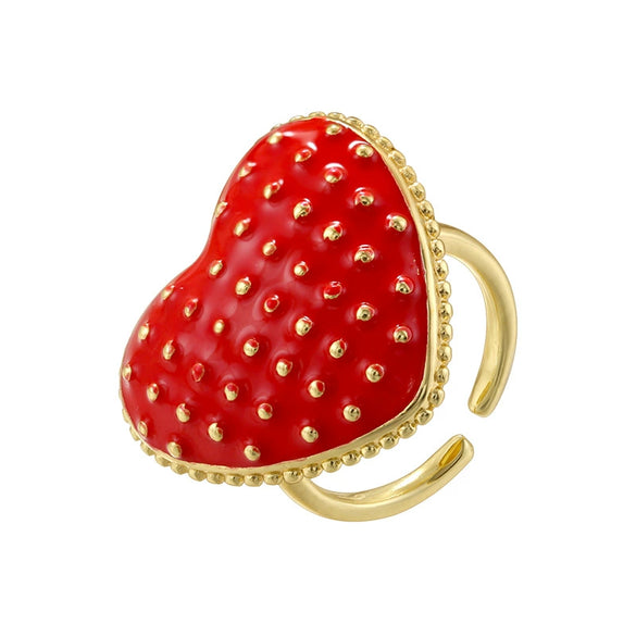 Wholesale Women's Copper Ring With Fruit Shape And Dripping Oil Design Creative And Colorful