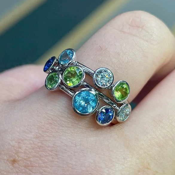 Wholesale Women's Copper Ring With Geometric Design And Zircon Treatment