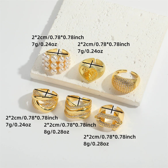 Wholesale Women's Copper Ring With Geometric Design And Zirconia Minimalist Style