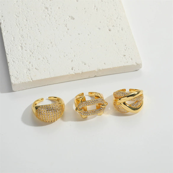 Wholesale Women's Copper Ring With Geometric Design And Zirconia Minimalist Style