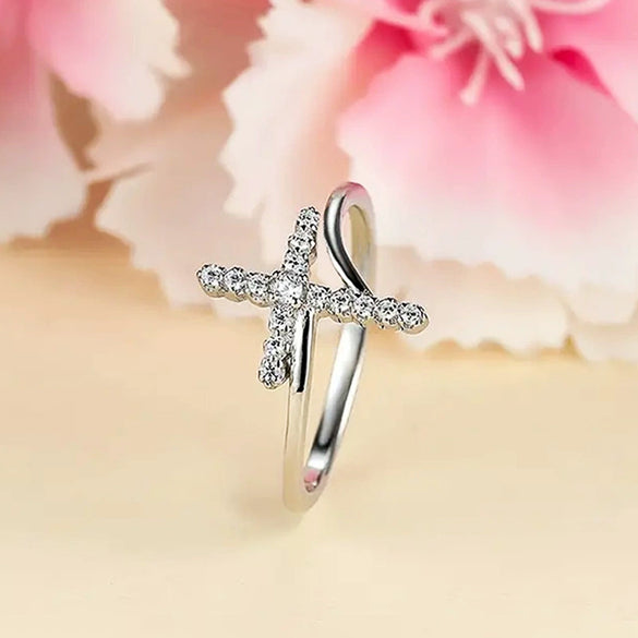 Wholesale Women's Copper Ring With Geometric Design And Zirconia Treatment