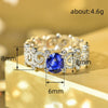 Wholesale Women's Copper Ring With Geometric Leaves Vine Pattern And Imitation Sapphire And Zircon