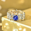 Wholesale Women's Copper Ring With Geometric Leaves Vine Pattern And Imitation Sapphire And Zircon