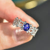 Wholesale Women's Copper Ring With Geometric Leaves Vine Pattern And Imitation Sapphire And Zircon