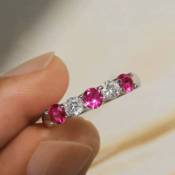 Wholesale Women's Copper Ring With Geometric Style And Zircon Design