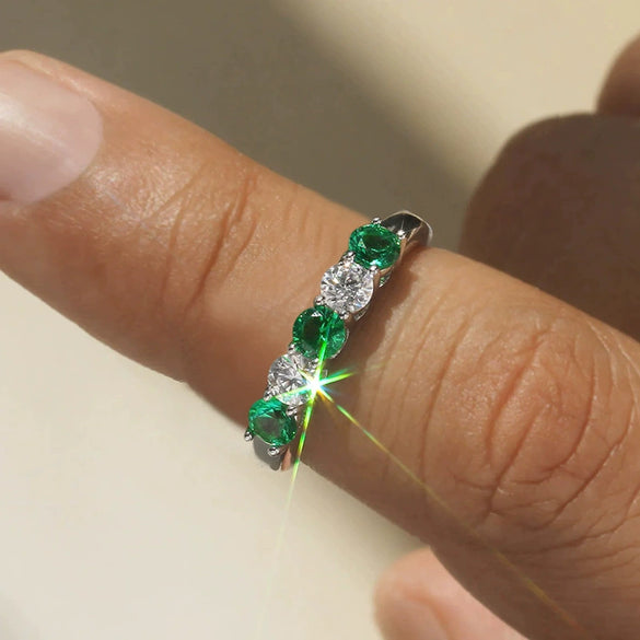 Wholesale Women's Copper Ring With Geometric Style And Zircon Design