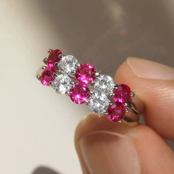 Wholesale Women's Copper Ring With Geometric Style And Zircon Design