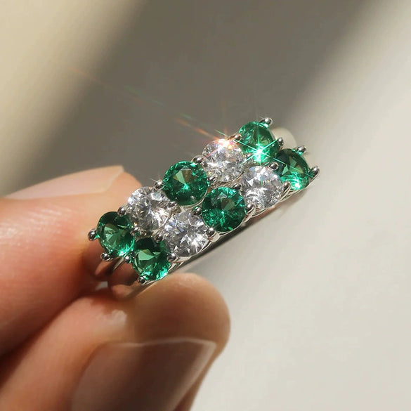 Wholesale Women's Copper Ring With Geometric Style And Zircon Design
