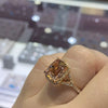 Wholesale Women's Copper Ring With Geometric Style Rose Gold Plated Champagne Zircon