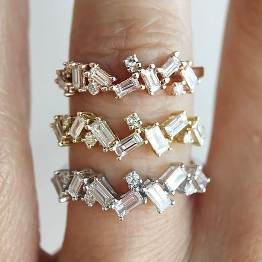 Wholesale Women's Copper Ring With Geometric Zircon Design