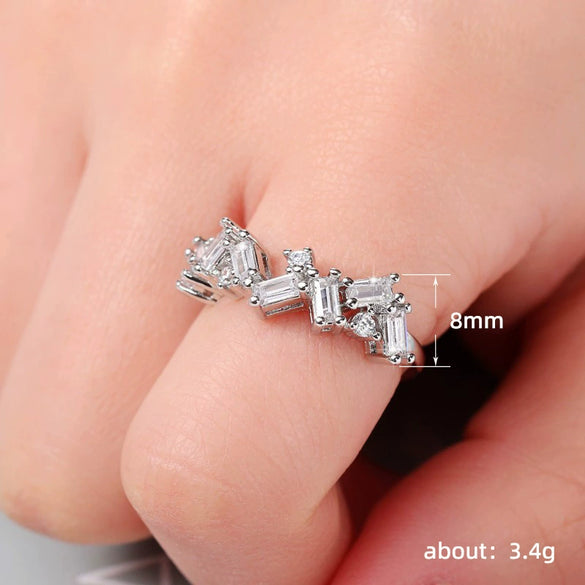 Wholesale Women's Copper Ring With Geometric Zircon Design