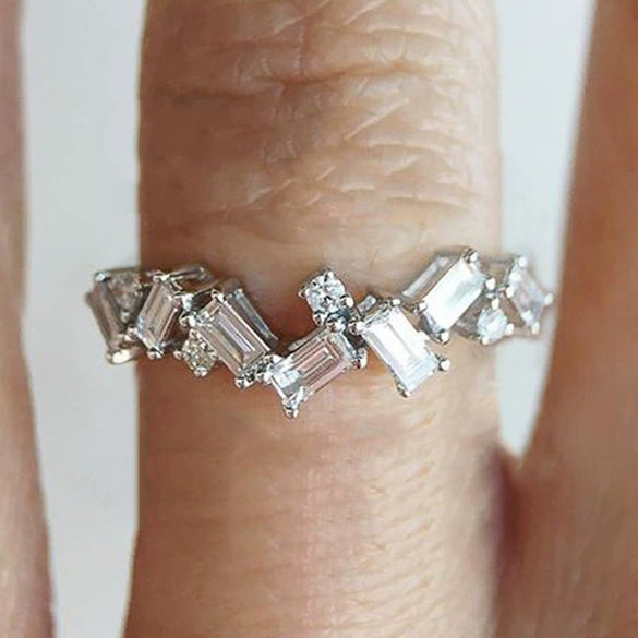 Wholesale Women's Copper Ring With Geometric Zircon Design