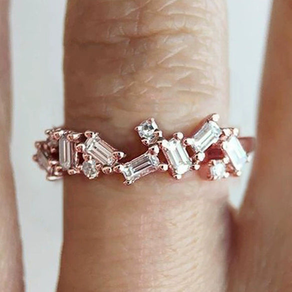 Wholesale Women's Copper Ring With Geometric Zircon Design