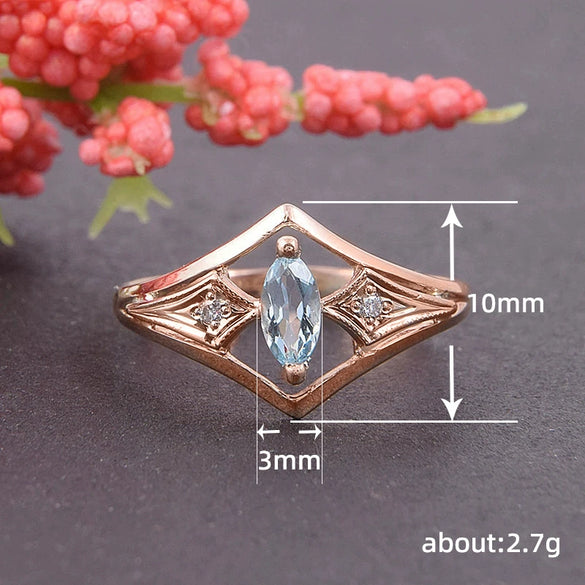 Wholesale Women's Copper Rings Inlaid With Horse Eye Zircon Geometric V Shaped Classic Diamond Style