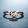 Wholesale Women's Copper Rose Gold Plated Heartshaped Inlaid Zircon Ring Jewelry