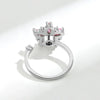 Wholesale Women's Copper Rotating Flower Decompression Antianxiety Ring Set With Pink Zircon And Electroplating Treatment