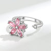Wholesale Women's Copper Rotating Flower Decompression Antianxiety Ring Set With Pink Zircon And Electroplating Treatment