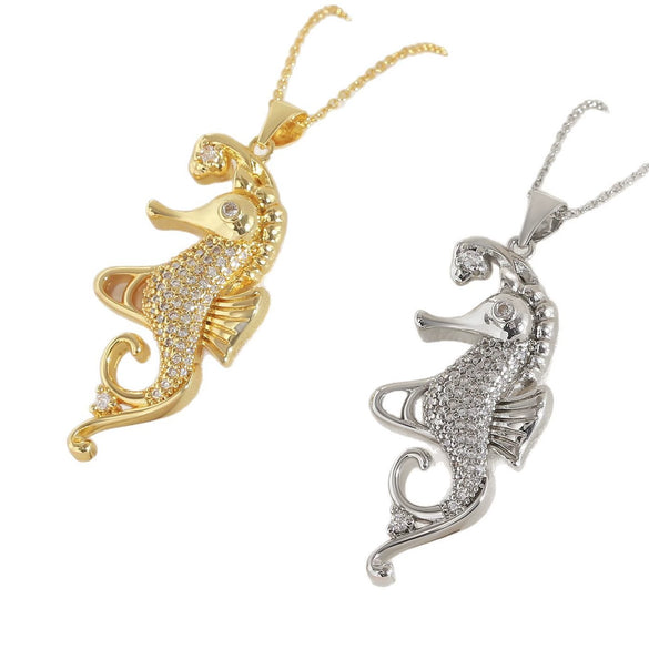 Wholesale Women's Copper Seahorse Animal Pattern Electroplated Necklace O Word Chain