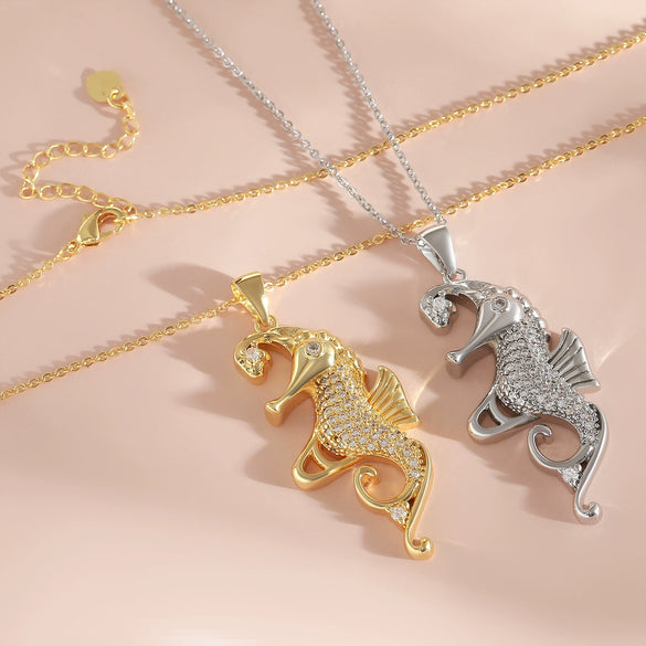 Wholesale Women's Copper Seahorse Animal Pattern Electroplated Necklace O Word Chain