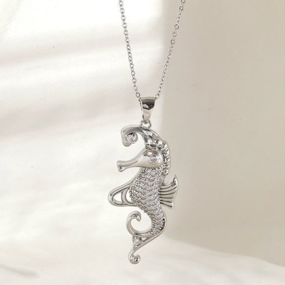 Wholesale Women's Copper Seahorse Animal Pattern Electroplated Necklace O Word Chain