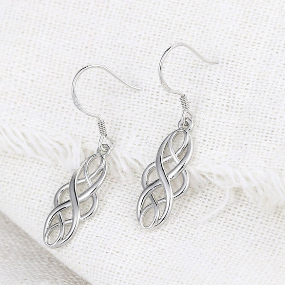 Wholesale Women's Copper 925 Silver Ear Hook Hollow Geometric Ear Drop Goldplated Earrings