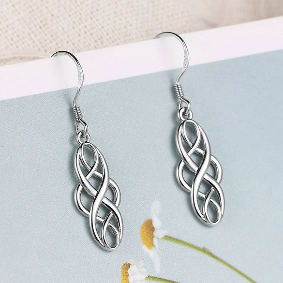 Wholesale Women's Copper 925 Silver Ear Hook Hollow Geometric Ear Drop Goldplated Earrings