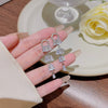 Wholesale Women's Copper 925 Silver Needle Geometric Zirconia Inlaid Tassel Earrings