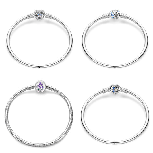 Wholesale Women's Copper Silverplated Charm Bracelet With Butterfly Iris Flower Heart Star Moon Pendant Bead Electroplating Original Design