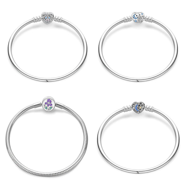 Wholesale Women's Copper Silverplated Charm Bracelet With Butterfly Iris Flower Heart Star Moon Pendant Bead Electroplating Original Design