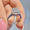 Wholesale Women's Copper Silverplated Ring With Full Diamond Zircon And Geometric Design