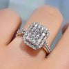 Wholesale Women's Copper Silverplated Ring With Full Diamond Zircon And Geometric Design