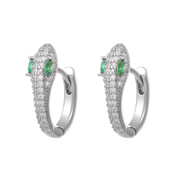 Wholesale Women's Copper Snake Ear Ring With Microinlaid Zircon And Electroplating Animal Zodiac Style